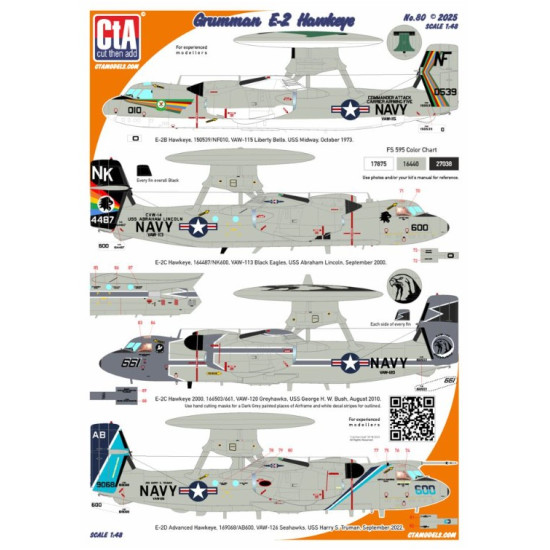 Cta Models 080 1/48 Decal For Grumman E-2 Hawkeye Cta Models 080 1/48 Decal For Grumman E-2 Hawkeye