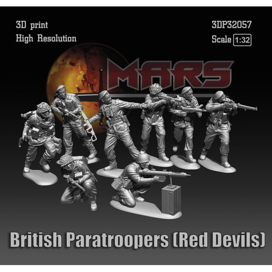Mars Figures 3dp32057 1/32 British Paratroopers Red Devils 8 Figures 3d Printed Resin Mars Figures 3dp32057 1/32 British Paratroopers Red Devils 8 Figures 3d Printed Resin