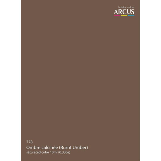 Arcus E778 Enamel Paint Ombre Calcinee Burnt Umber Saturated Color 10ml