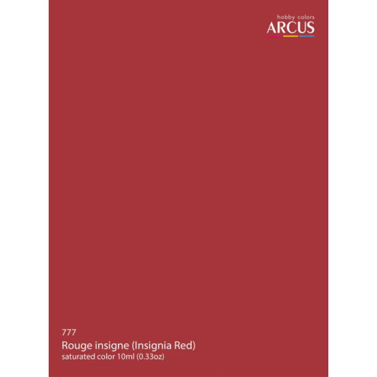 Arcus A777 Acrylic Paint Rouge Insigne Insignia Red Saturated Color 10ml