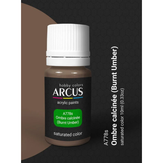 Arcus A778 Acrylic Paint Ombre Calcinee Burnt Umber Saturated Color 10ml