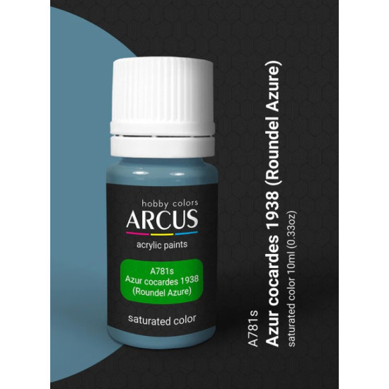 Arcus A781 Acrylic Paint Azur Cocardes 1938 Roundel Azure Saturated Color 10ml