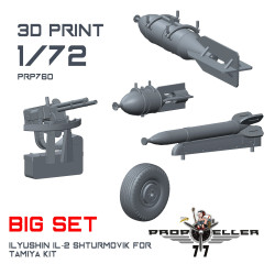 77propeller Prp760 1/72 1/72 Il-2m Fab-100/250 Rs-132 Soviet Ww Ii Rockets And Wheels For Tamiya Kit
