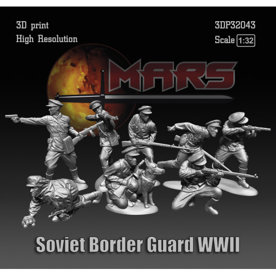 Mars Figures 3dp32043 1/32 Soviet Border Guard Ww2 8 Figures 3d Resin Kit