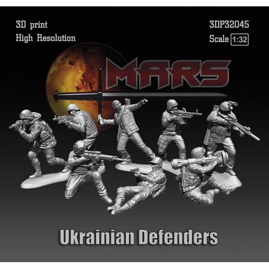 Mars Figures 3dp32045 1/32 Ukrainian Defenders 8 Figures 3d Resin Kit
