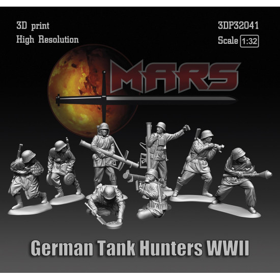 Mars Figures 3dp32041 1/32 German Tank Hunters Ww2 8 Figures 3d Resin Kit