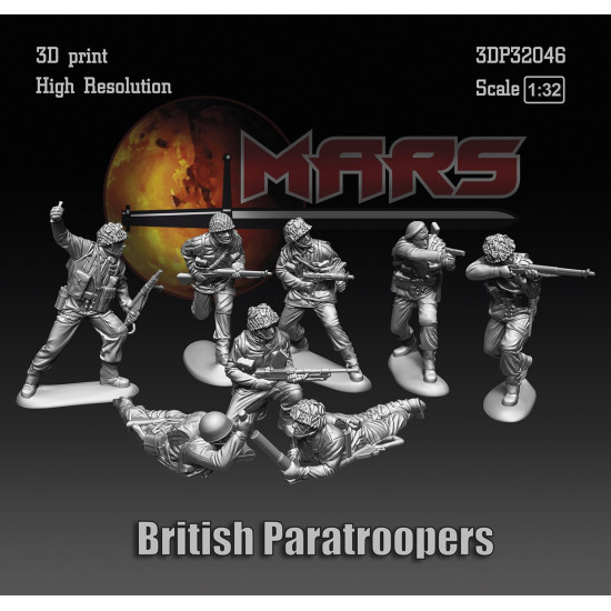 Mars Figures 3dp32046 1/32 British Paratroopers Ww2 8 Figures 3d Resin Kit