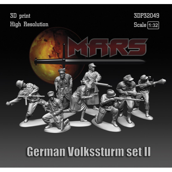 Mars Figures 3dp32049 1/32 German Volkssturm Ww2 Set2 8 Figures 3d Resin Kit
