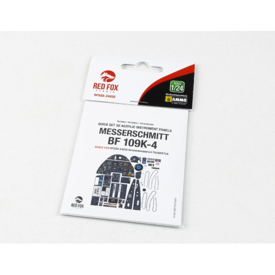 Red Fox Qs-24026 1/24 Messerschmitt Bf 109k-4 3d Acrylic Instrument Panels