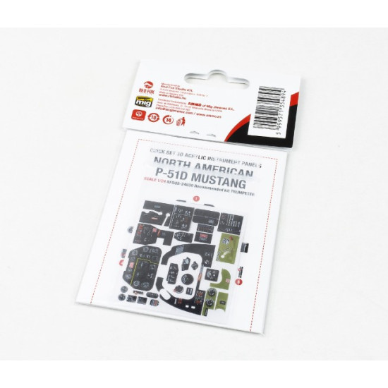 Red Fox Qs-24030 1/24 North American P-51d Mustang 3d Acrylic Instrument Panels