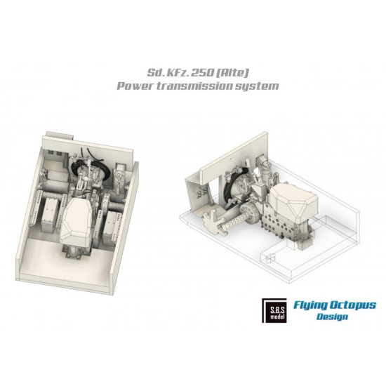 Sbs-3d042 1/48 Sd Kfz 250 Alte Power Transmission System 3d Printed Resin