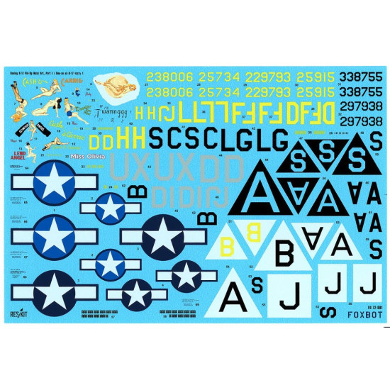 Foxbot 72-081 1/72 B-17f/G Flying Fortress Pin-up Nose Art Part 1 For Academy Airfix Frog Hasegawa Revell Kits