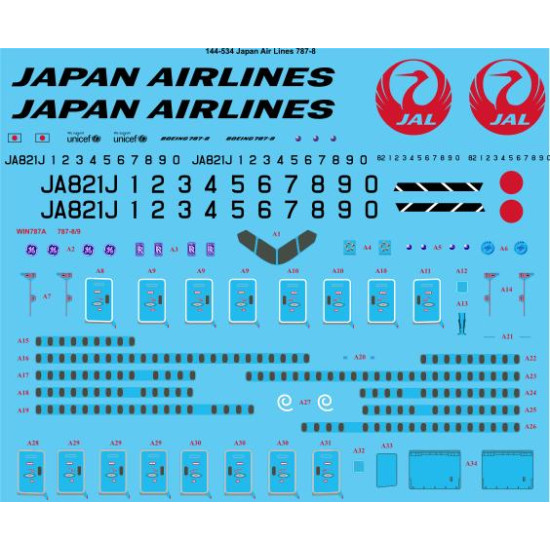 26decals 144-534 1/144 Jal Boeing 787-846 Laser Decal