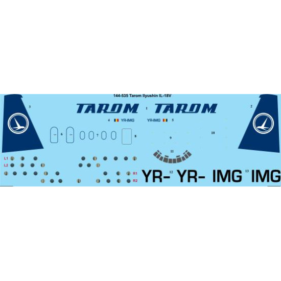26decals 144-535 1/144 Tarom Late Ilyushin Il-18v Laser Decal