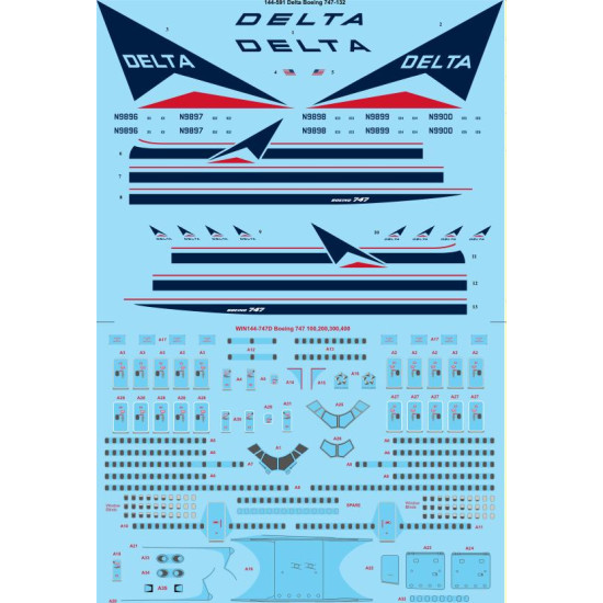 26decals 144-591 1/144 Delta Boeing 747-132 Laser Decal
