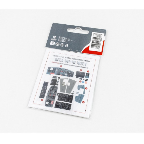Red Fox Qs-35040 1/35 Bell Uh-1b Huey 3d Acrylic Instrument Panels