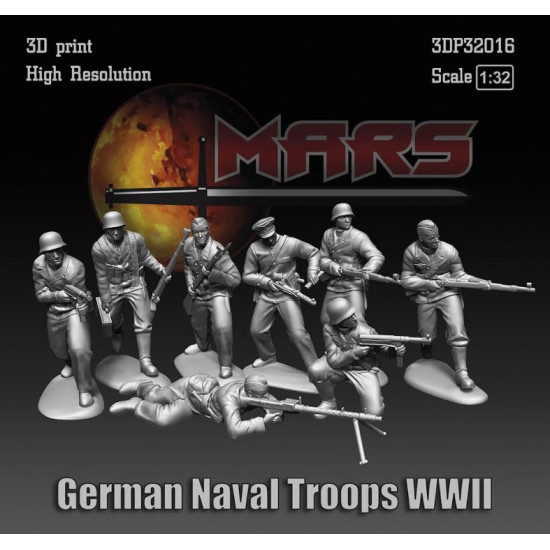 Mars Figures 3dp32016 1/32 German Naval Troops Wwll 3d Print High Resolution