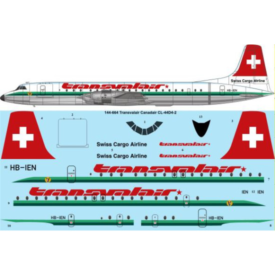 26decals 144-664 1/144 Transvalair Canadair Cl-44d-4 Laser Decal