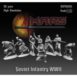 Mars Figures 3dp32025 1/32 Soviet Infantry Wwll 3d Print High Resolution