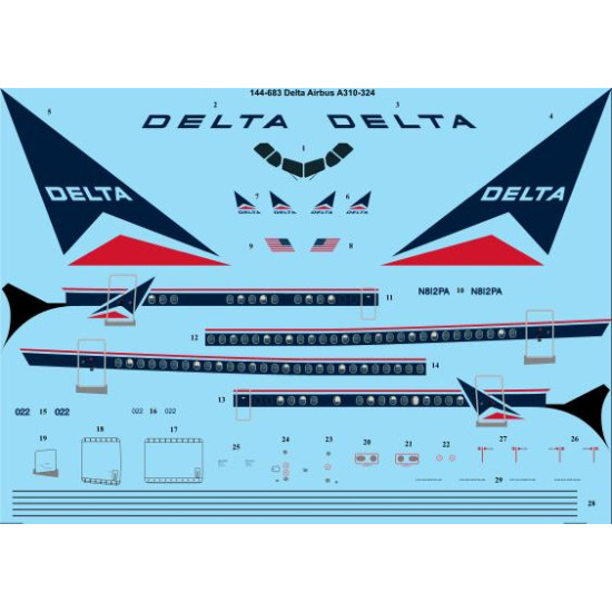 26decals 144-683 1/144 Delta Airbus A310-300 Laser Decal