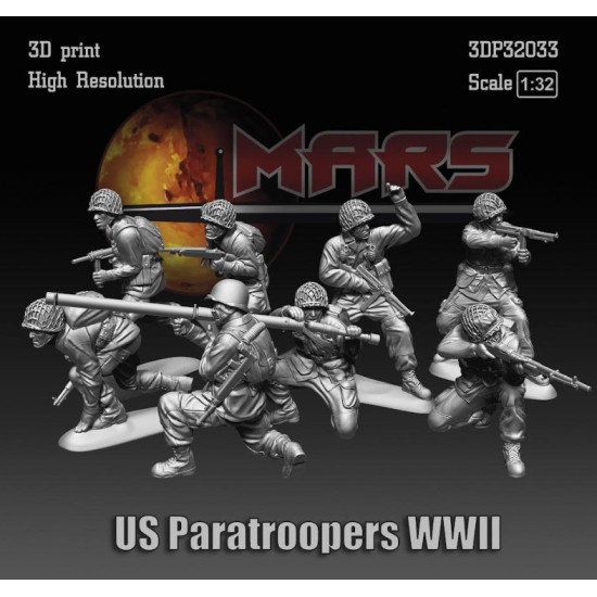 Mars Figures 3dp32033 1/32 Us Paratroopers Wwll 3d Print High Resolution