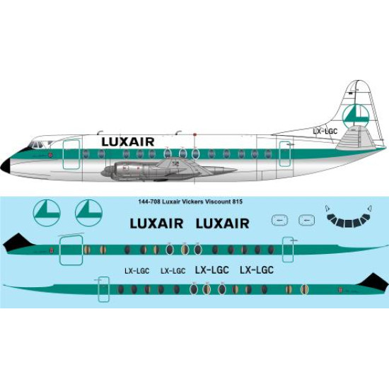 26decals 144-708 1/144 Luxair Vickers Viscount 800 Laser Decal