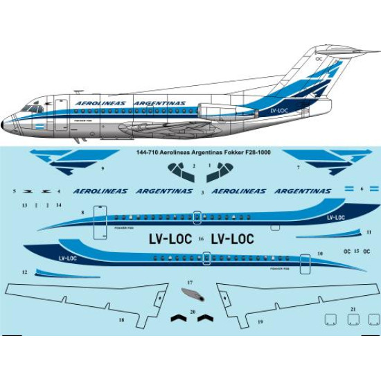 26decals 144-710 1/144 Aerolineas Argentinas Fokker F28-1000 Laser Decal