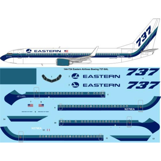 26decals 144-724 1/144 Eastern Airlines Boeing 737-8al Laser Decal