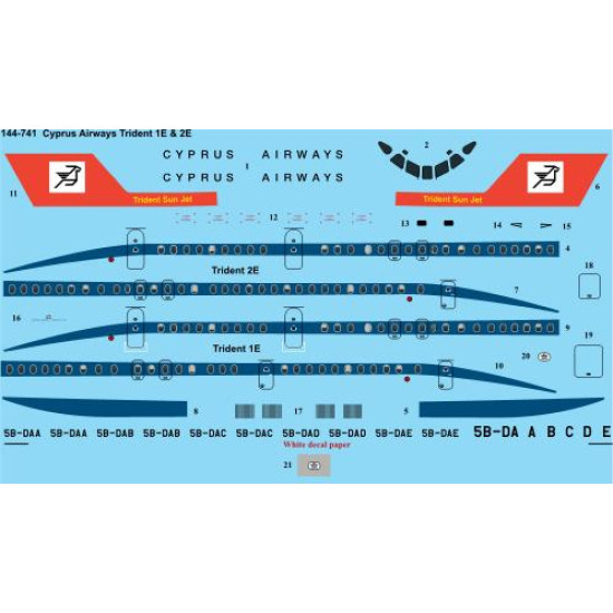 26decals 144-741 1/144 Cyprus Airways Late Hs Trident 1e Laser Decal