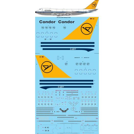 26decals 144-743 1/144 Condor Boeing 747-130 Laser Decal