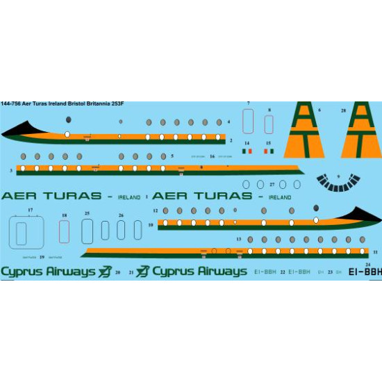 26decals 144-756 1/144 Aer Turas Bristol Britannia 253f Laser Decal