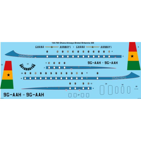26decals 144-765 1/144 Ghana Airways Bristol Britannia 300 Laser Decal