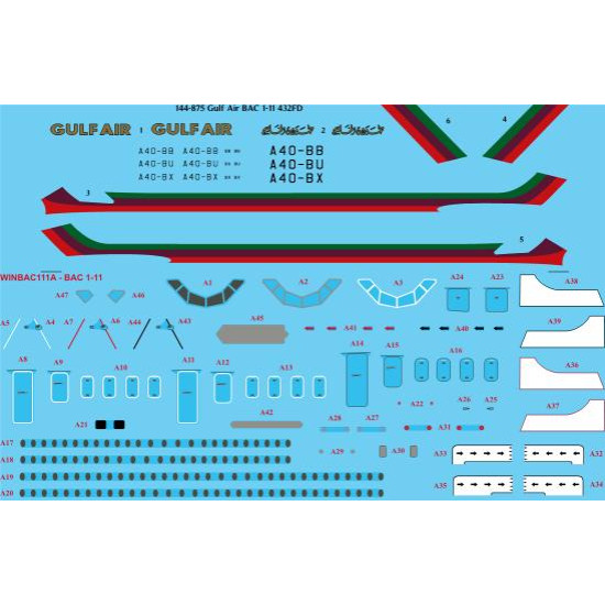 26decals 144-875 1/144 Gulf Air Bac 1-11-400 Laser Decal