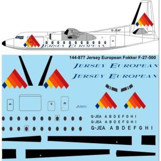 26decals 144-877 1/144 Jersey European Fokker F-27-500 Laser Decal