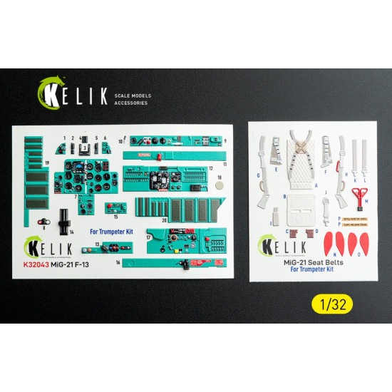 Kelik K32043 1/32 Mig-21 F-13 - Interior 3d Decals For Trumpeter Kit