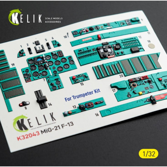 Kelik K32043 1/32 Mig-21 F-13 - Interior 3d Decals For Trumpeter Kit