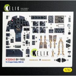 Kelik K32045 1/32 Bf-110d - Interior 3d Decals For Dragon/Hobby 2000 Kit