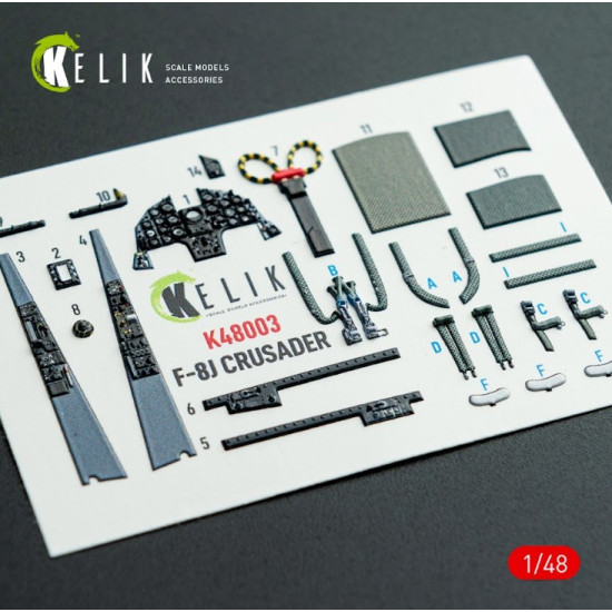 Kelik K48003 1/48 F-8j Crusader - Interior 3d Decals For Hasegawa Kit