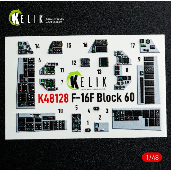 Kelik K48128 1/48 F-16f Block 60 - Interior 3d Decals For Hasegawa Kit