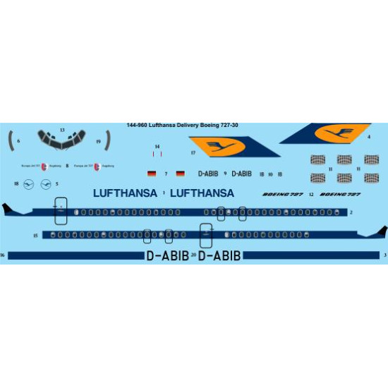 26decals 144-960 1/144 Lufthansa Delivery Boeing 727-30 Laser Decal