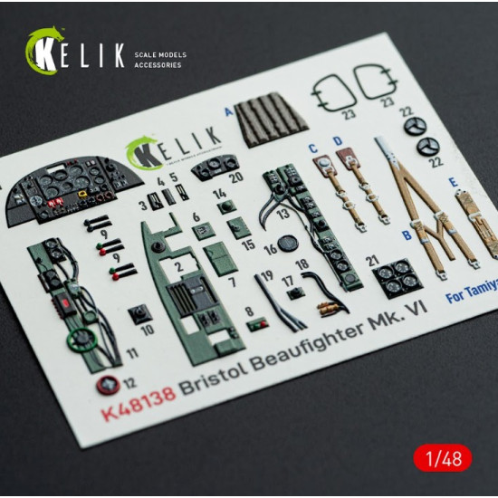 Kelik K48138 1/48 Bristol Beaufighter Mk Vi - Interior 3d Decals For Tamiya Kit