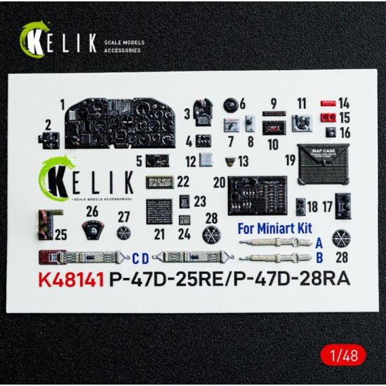 Kelik K48141 1/48 P-47d - 25re/28ra - Interior 3d Decals For Miniart Kit