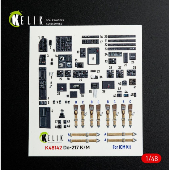 Kelik K48142 1/48 Do-217 K/M - Interior 3d Decals For Icm Kit