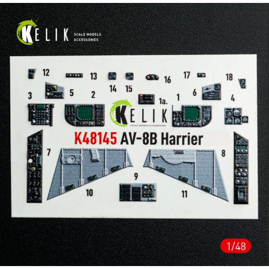 Kelik K48145 1/48 Av-8b Harrier - Interior 3d Decals For Hasegawa Kit