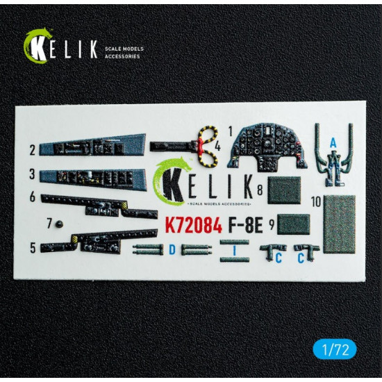 Kelik K72084 1/72 F-8e Crusader - Interior 3d Decals For Academy Kit