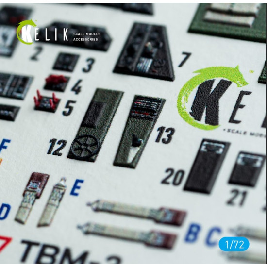 Kelik K72137 1/72 Tbm-3 Avenger - Interior 3d Decals For Hobbyboss Kit