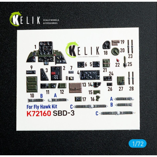 Kelik K72160 1/72 Sbd-3 Dauntless - Interior 3d Decals For Flyhawk Kit