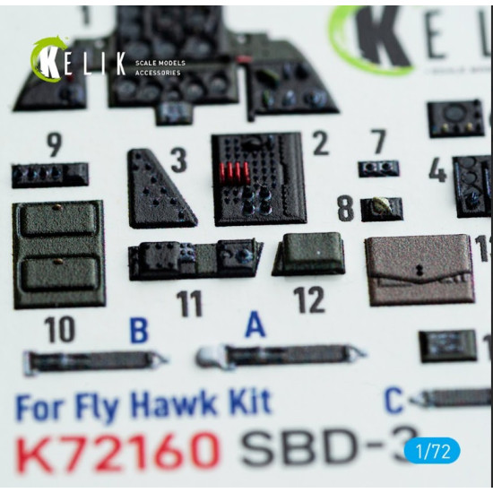 Kelik K72160 1/72 Sbd-3 Dauntless - Interior 3d Decals For Flyhawk Kit