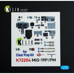 Kelik K72204 1/72 Mig-19p/Pm - Interior 3d Decals For Clearprop Kit