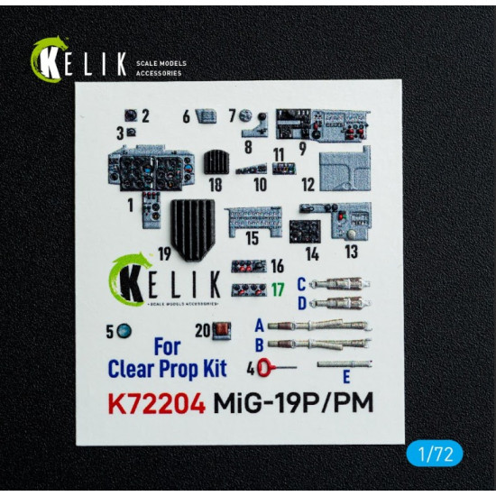 Kelik K72204 1/72 Mig-19p/Pm - Interior 3d Decals For Clearprop Kit